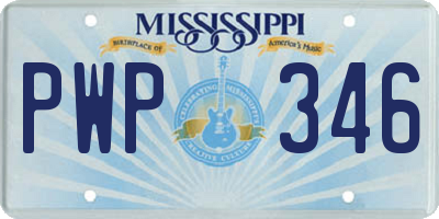 MS license plate PWP346