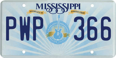 MS license plate PWP366