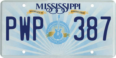 MS license plate PWP387