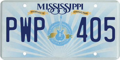 MS license plate PWP405