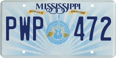 MS license plate PWP472