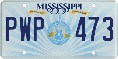 MS license plate PWP473