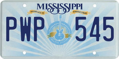 MS license plate PWP545