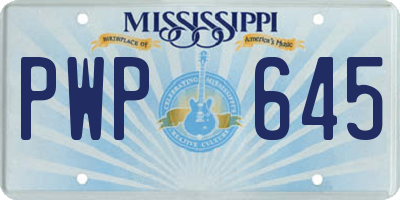 MS license plate PWP645