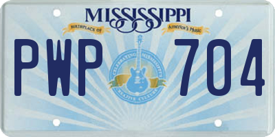 MS license plate PWP704