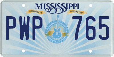 MS license plate PWP765