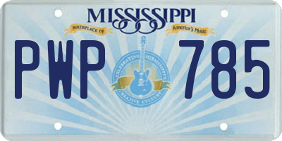 MS license plate PWP785