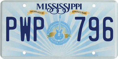 MS license plate PWP796