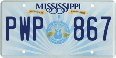 MS license plate PWP867