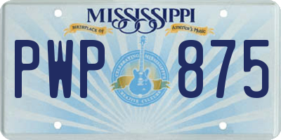 MS license plate PWP875