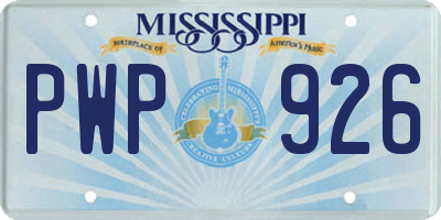 MS license plate PWP926
