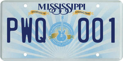 MS license plate PWQ001