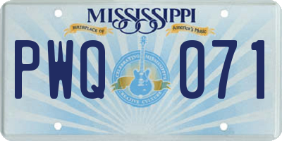 MS license plate PWQ071