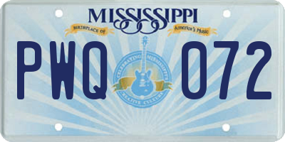 MS license plate PWQ072