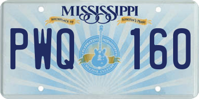 MS license plate PWQ160