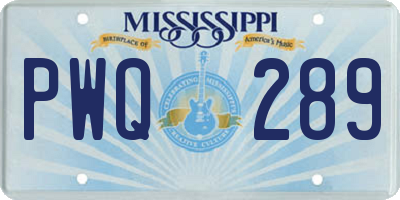 MS license plate PWQ289