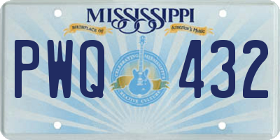 MS license plate PWQ432