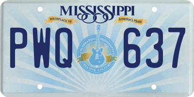 MS license plate PWQ637
