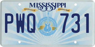 MS license plate PWQ731