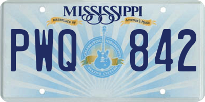 MS license plate PWQ842