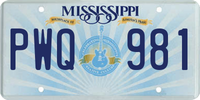 MS license plate PWQ981