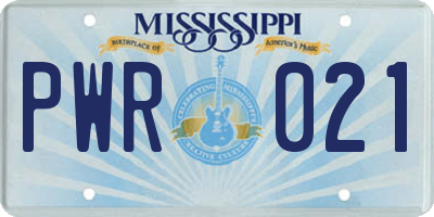 MS license plate PWR021
