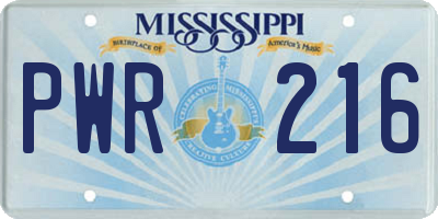 MS license plate PWR216