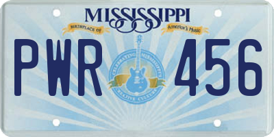 MS license plate PWR456