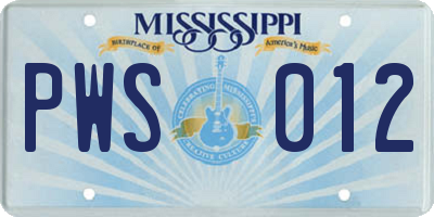 MS license plate PWS012