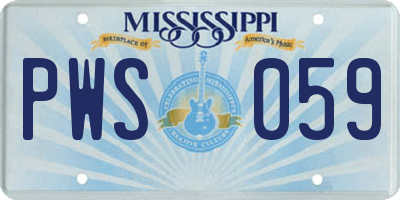 MS license plate PWS059