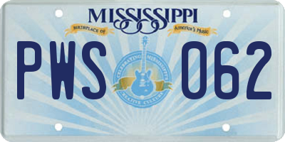MS license plate PWS062