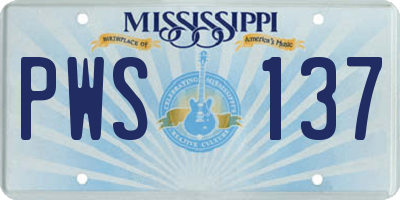 MS license plate PWS137