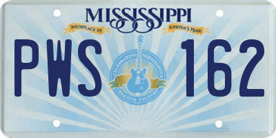 MS license plate PWS162
