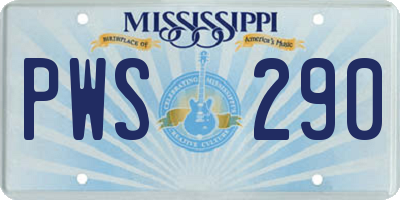 MS license plate PWS290