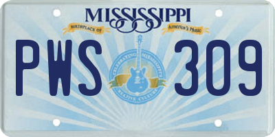 MS license plate PWS309