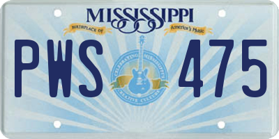 MS license plate PWS475