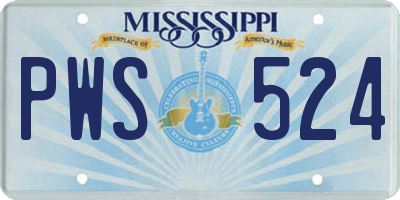 MS license plate PWS524