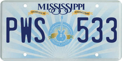 MS license plate PWS533