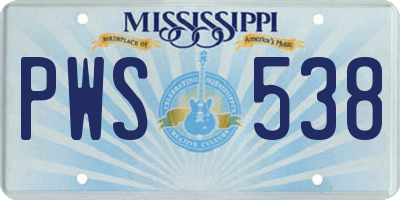 MS license plate PWS538