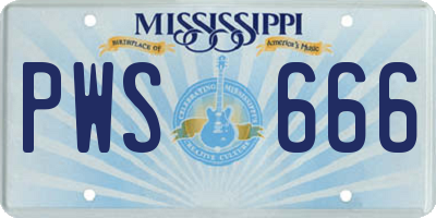 MS license plate PWS666