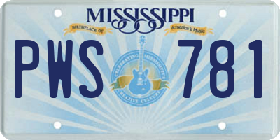 MS license plate PWS781