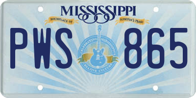 MS license plate PWS865