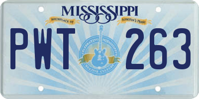 MS license plate PWT263
