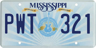 MS license plate PWT321