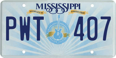 MS license plate PWT407