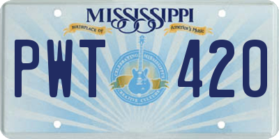 MS license plate PWT420