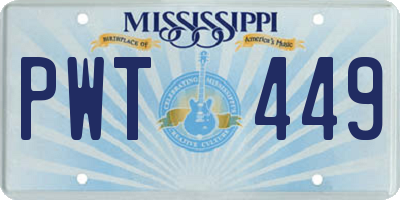 MS license plate PWT449