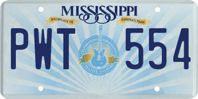 MS license plate PWT554