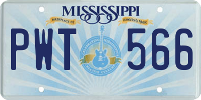 MS license plate PWT566