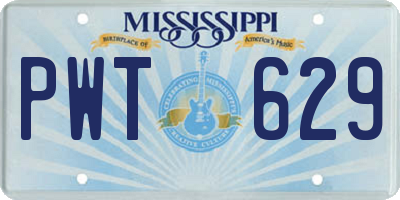 MS license plate PWT629